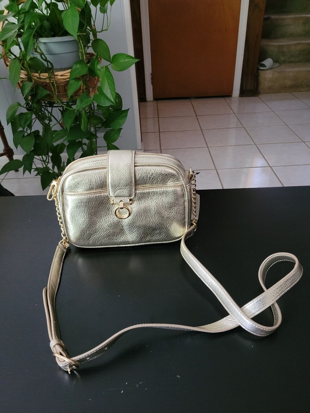 Talbota. Metallic Gold Crossbody Bag - Sleek Everyday Style